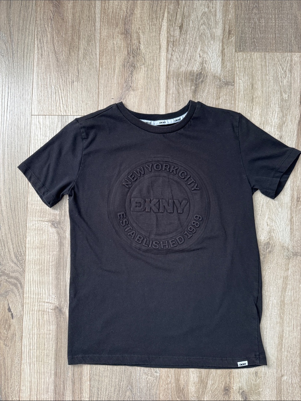 Dkny Black Boys Short Sleeve Tee with Raised Logo Size 14/16